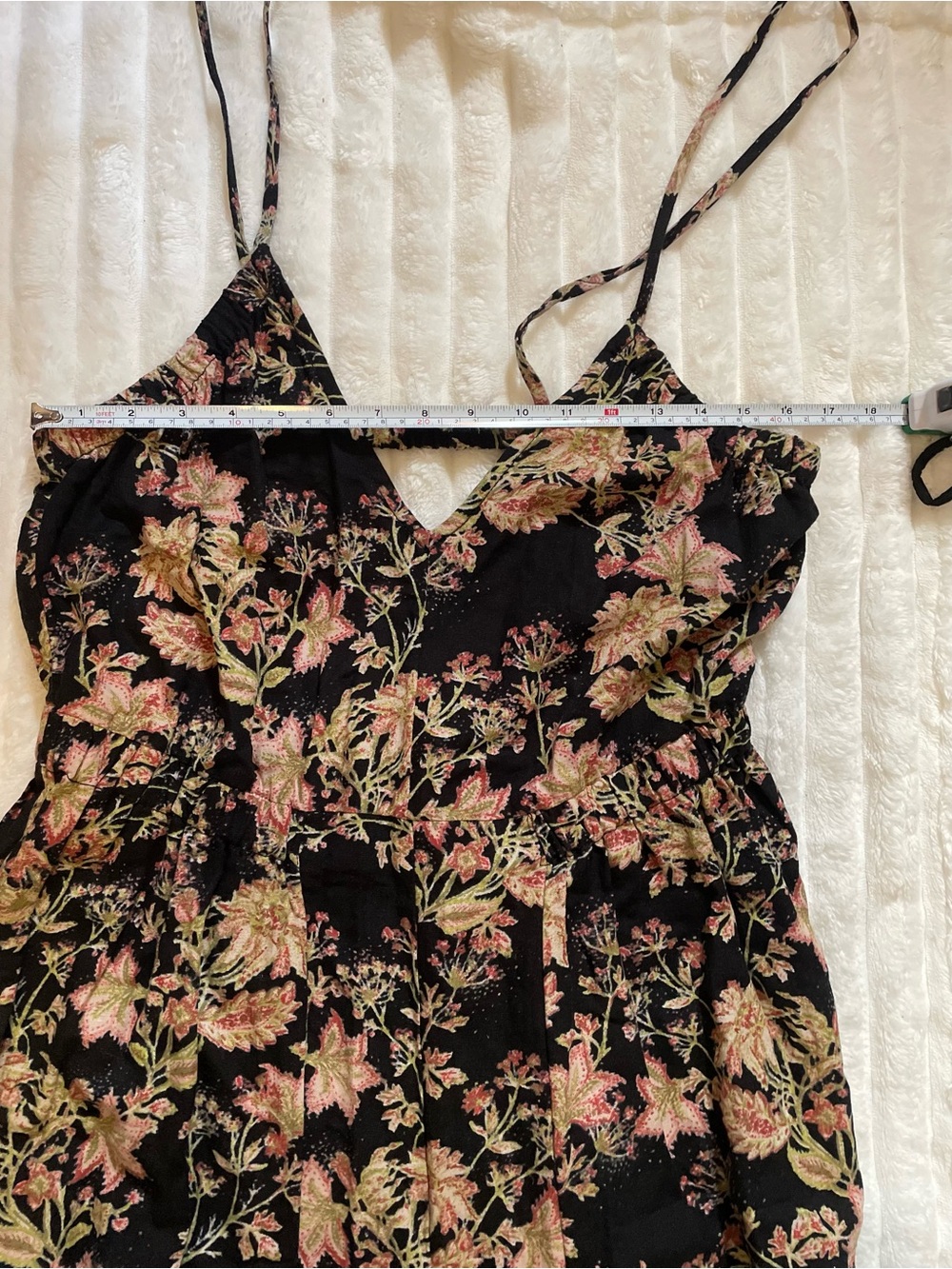 Free People Black Floral Wide-Leg Spaghetti-Strap Jumpsuit - Picture 7 of 15